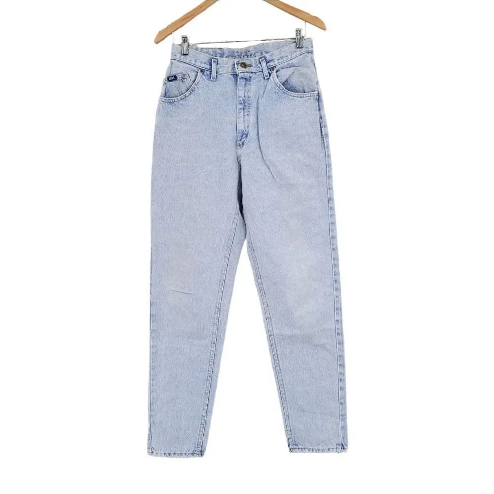 Lee Vintage Mom Jeans Ultra Light Acid Wash Cotton High-waisted Size 13 Long